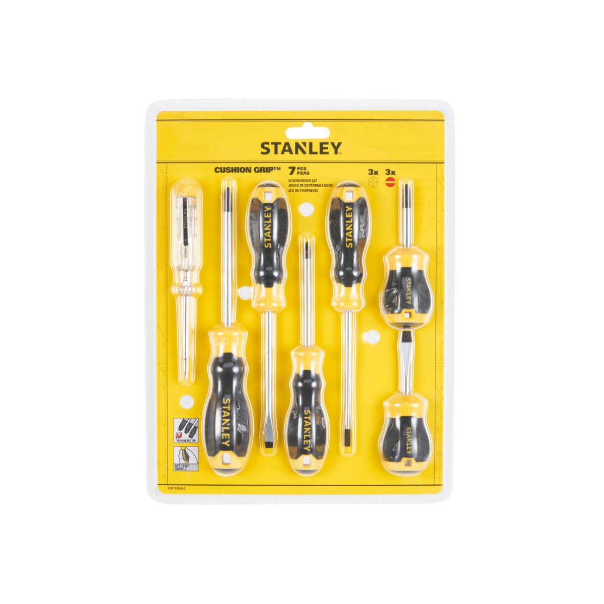 STANLEY Hand Tools CUSHION GRIP Screwdriver Set, 6 Piece + Voltage Tester STA016166