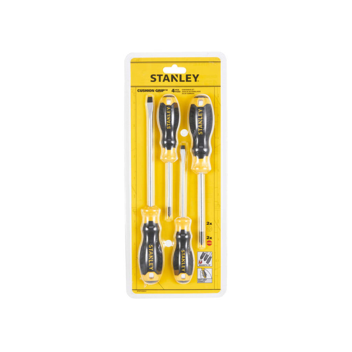 STANLEY Hand Tools CUSHION GRIP Screwdriver Set, 4 Piece STA016169S
