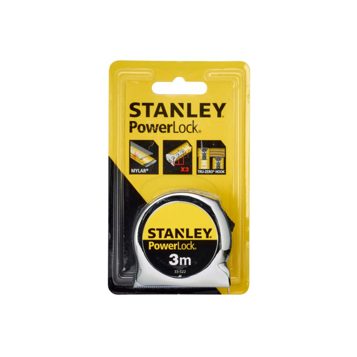 STANLEY Hand Tools PowerLock Classic Pocket Tape 3m (Width 19mm) (Metric only) STA033522