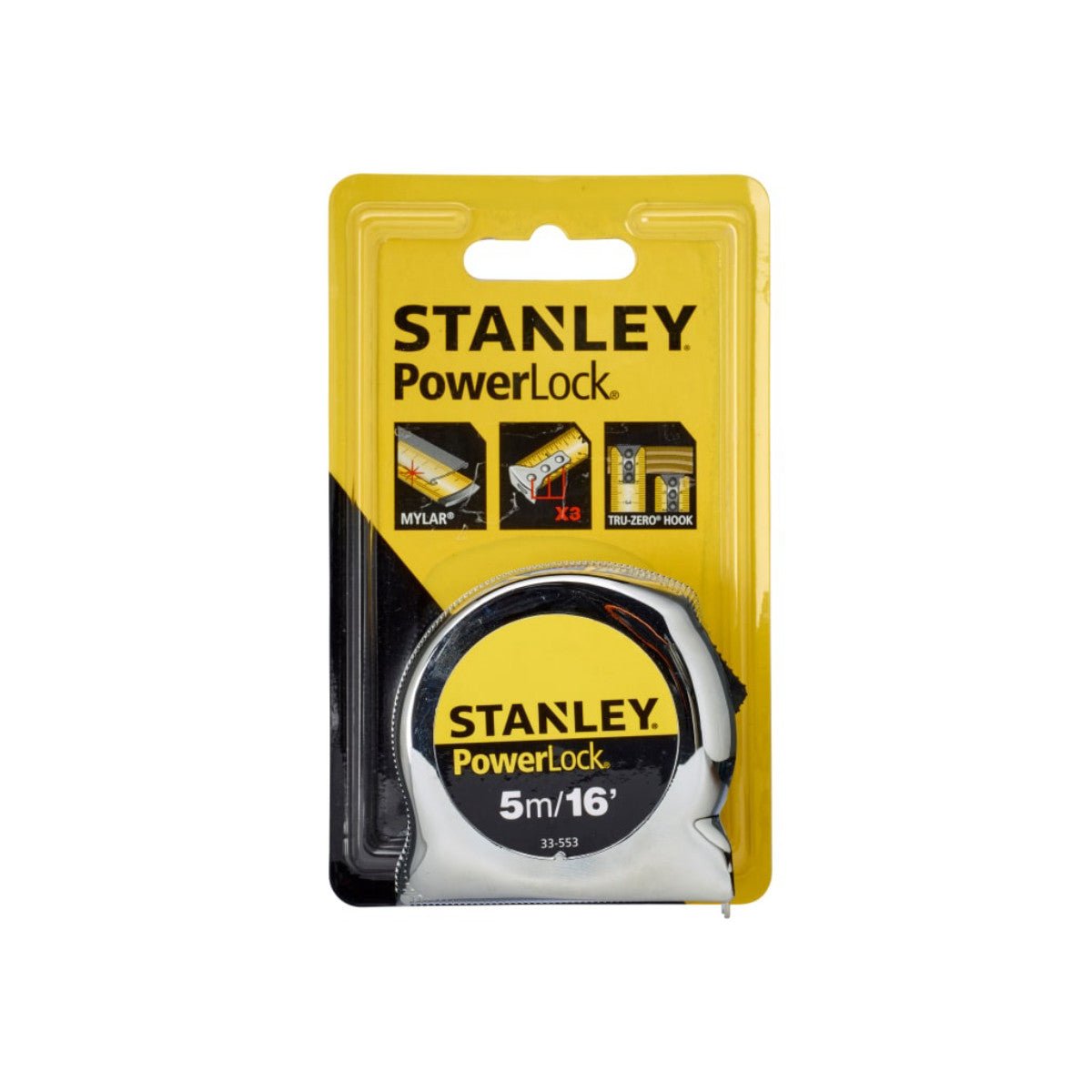 STANLEY Hand Tools PowerLock Classic Pocket Tape 5m/16ft (Width 19mm) STA033553