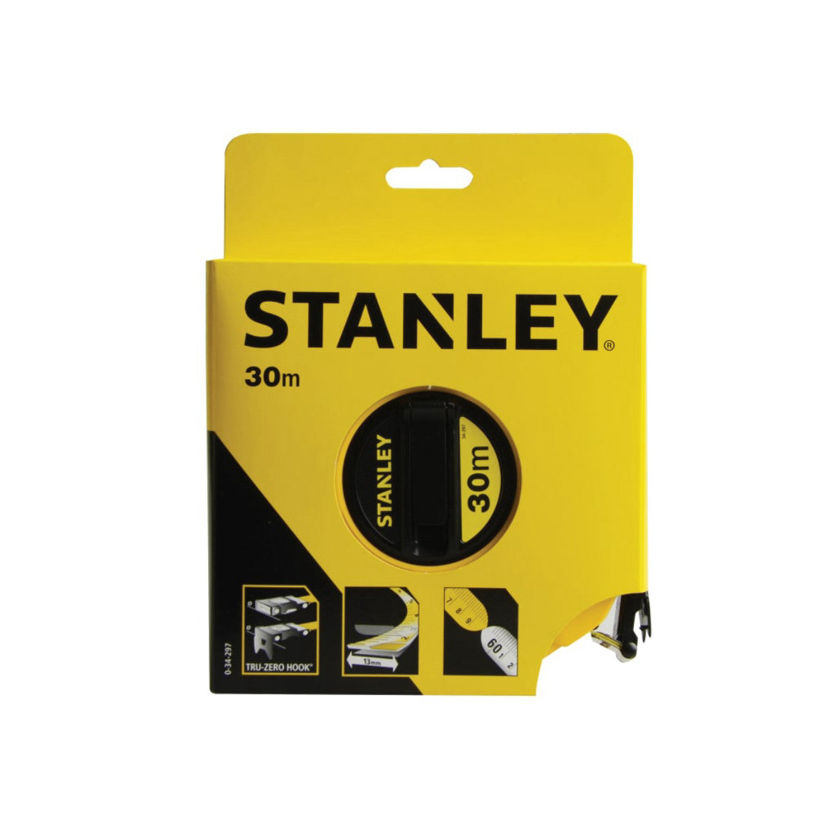 STANLEY Hand Tools Closed Case Fibreglass Long Tape 30m (Width 13mm) STA034297