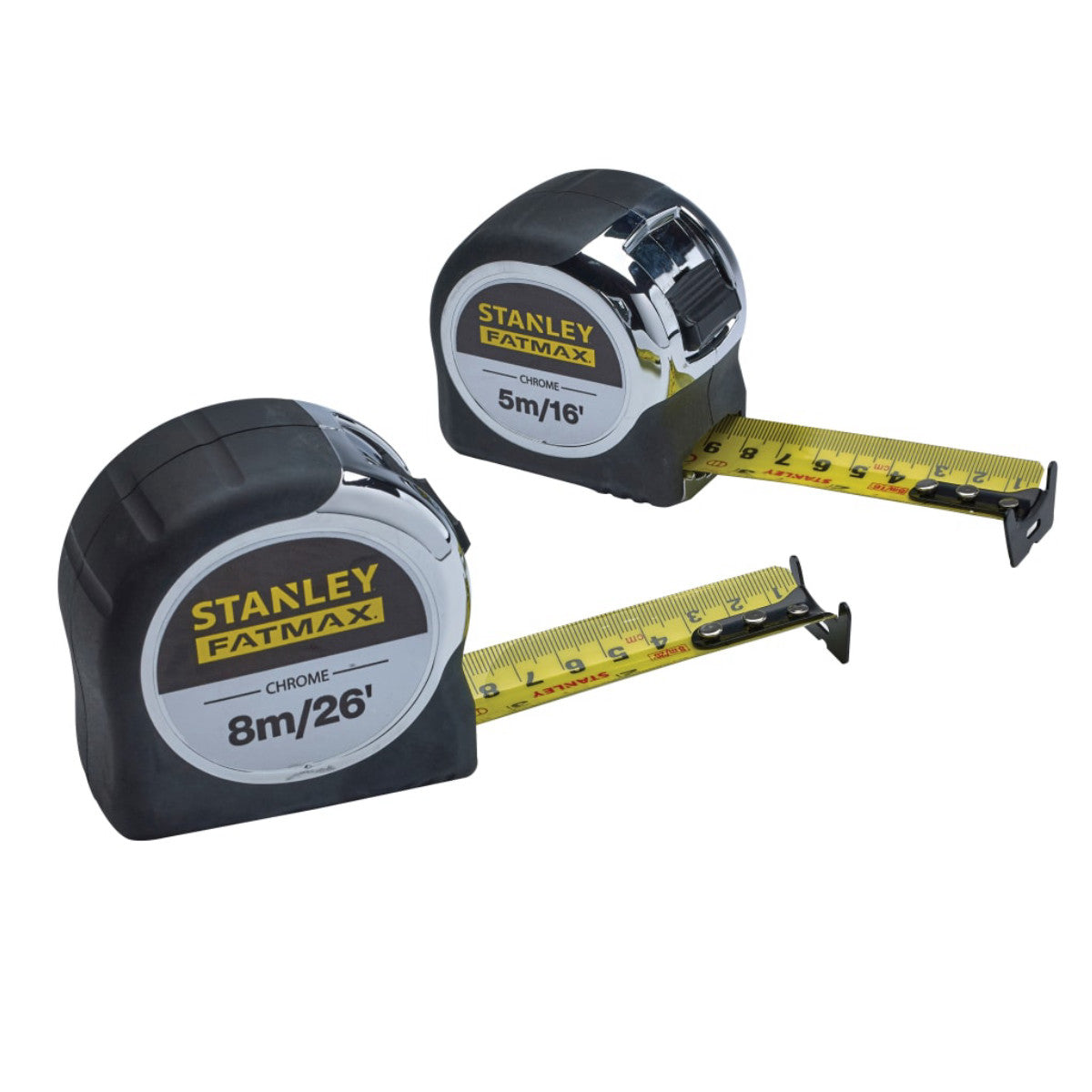 STANLEY Hand Tools FatMax Chrome Pocket Tapes 5m/16ft & 8m/26ft (Twin Pack) STA043041