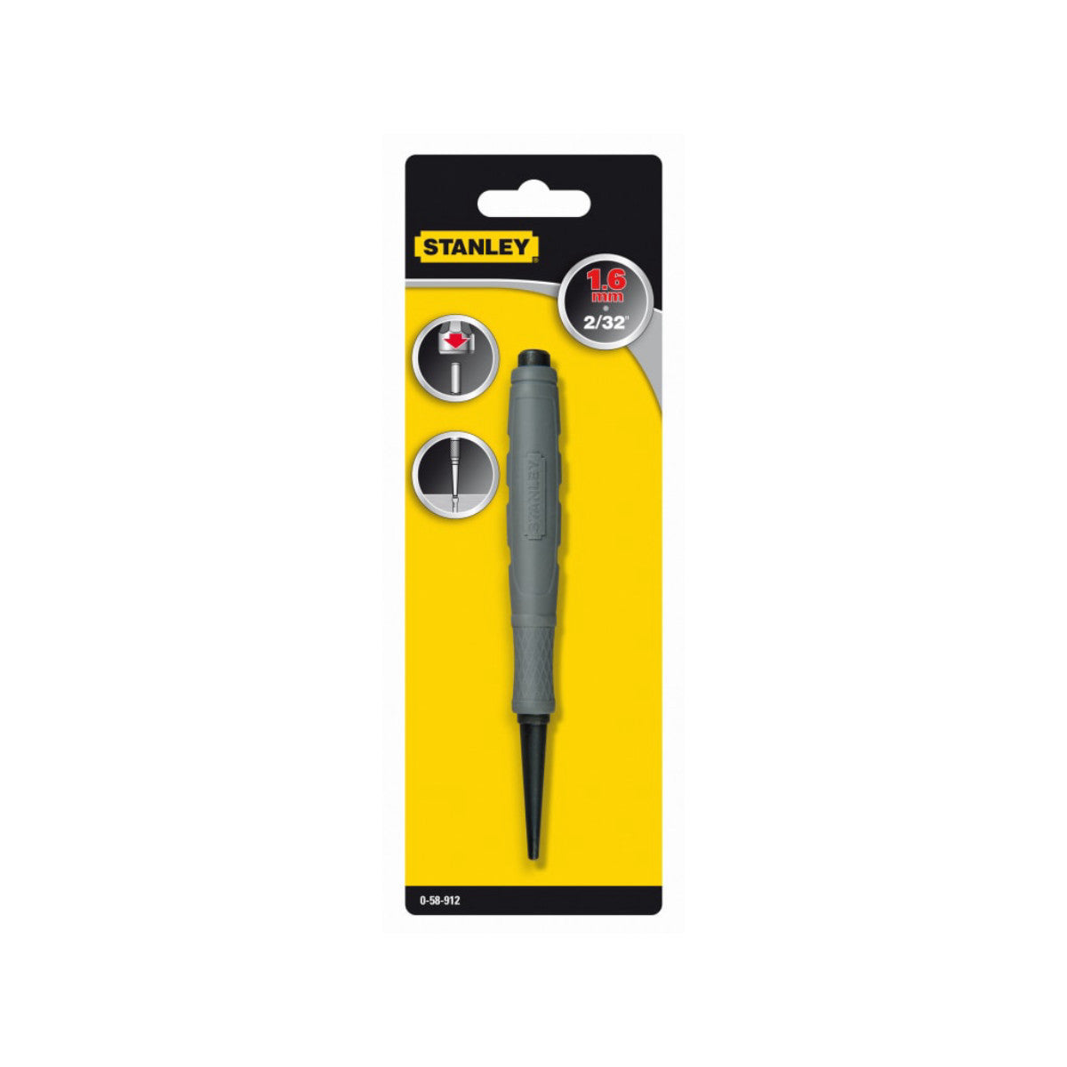 STANLEY Hand Tools DynaGrip Nail Punch 1.6mm 1/16in STA058912