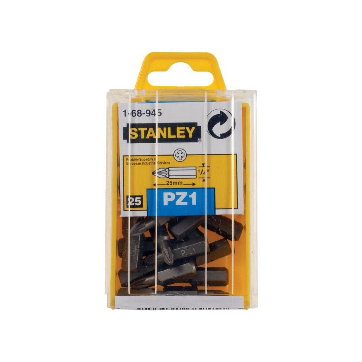 STANLEY Hand Tools Pozidriv Bits PZ1 x 25mm (Box 25) STA168945B
