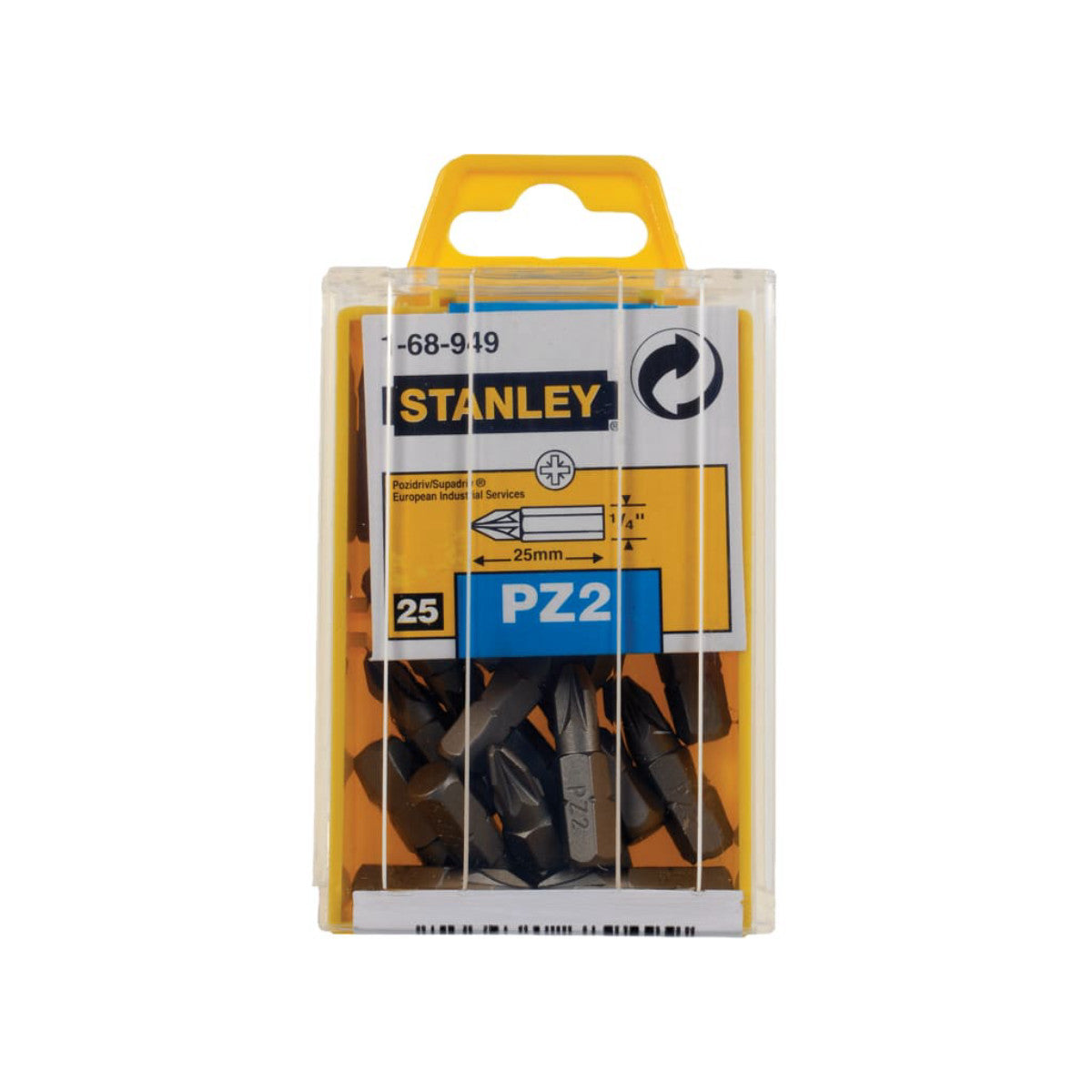 STANLEY Hand Tools Pozidriv Bits PZ2 x 25mm (Box 25) STA168949B