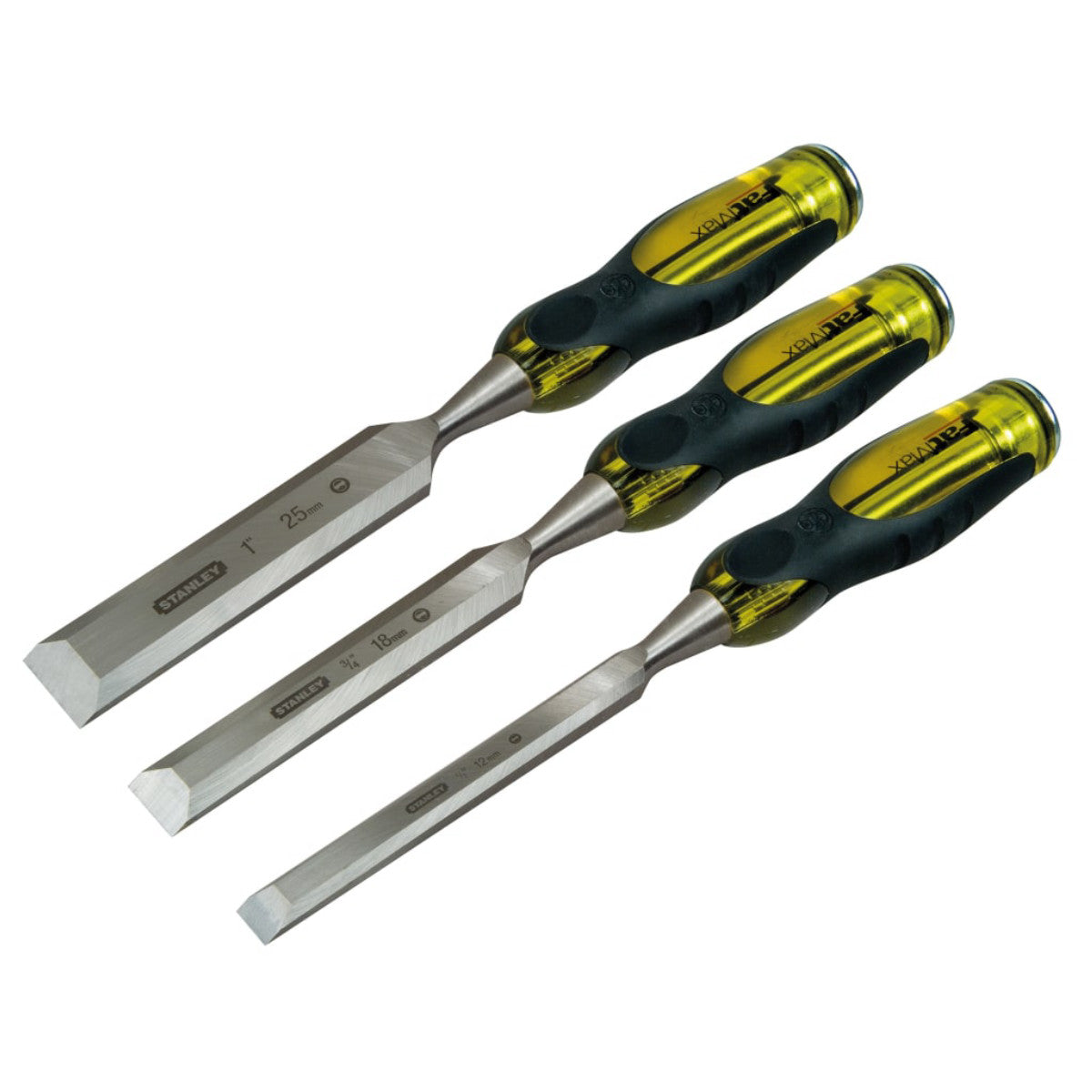 STANLEY Hand Tools FatMax Bevel Edge Chisel with Thru Tang Set, 3 Piece STA216268