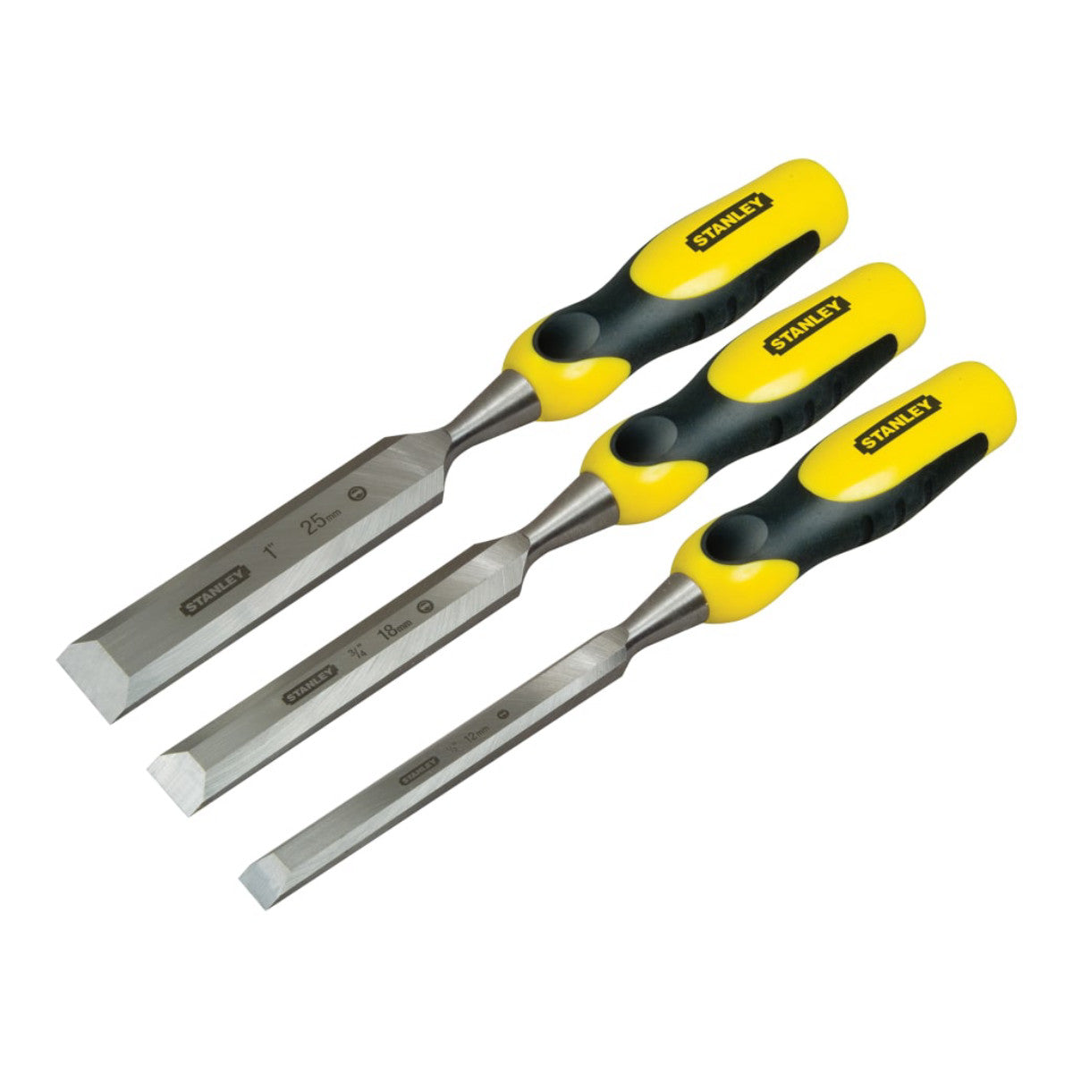 STANLEY Hand Tools DYNAGRIP Bevel Edge Chisel with Strike Cap Set, 3 Piece STA216883
