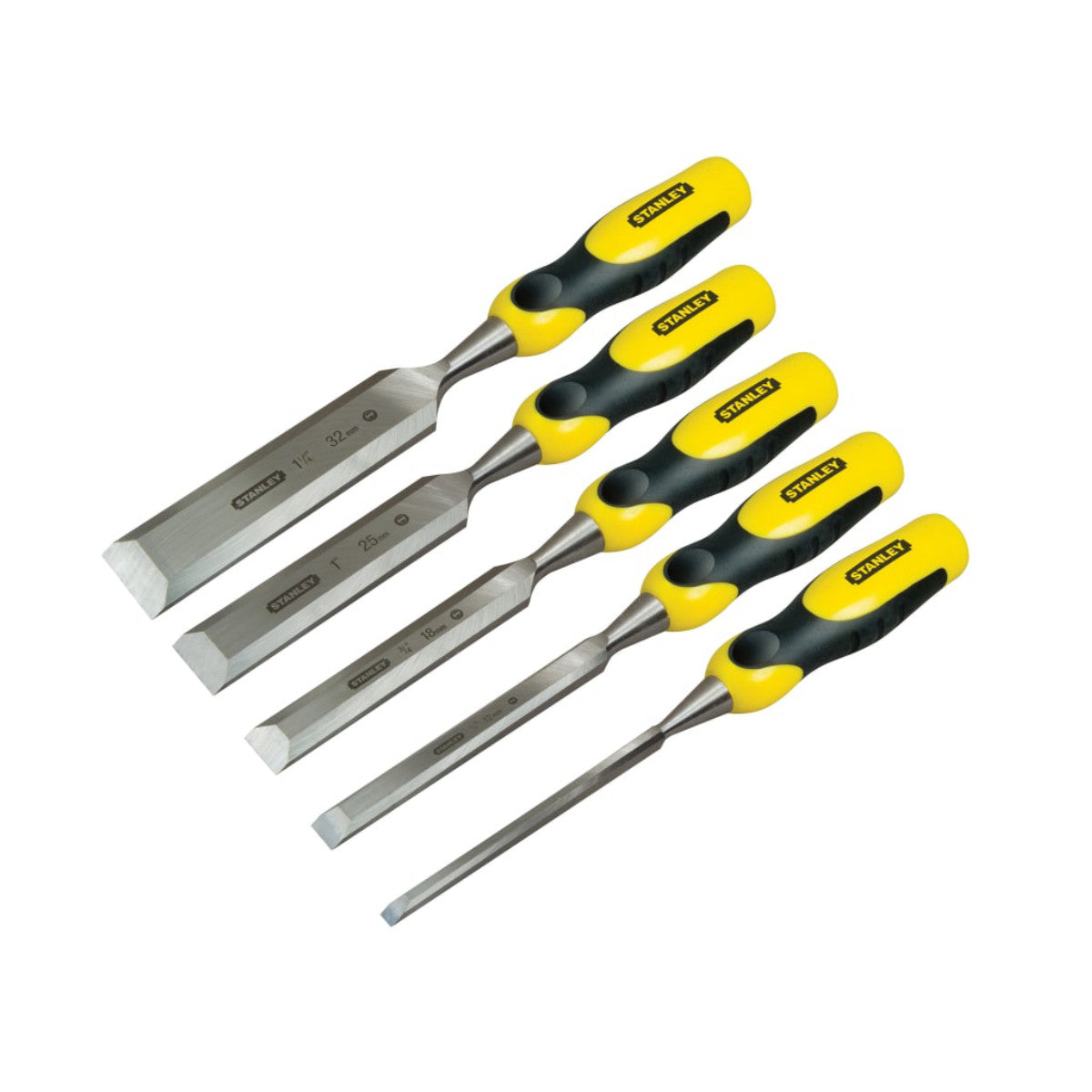 STANLEY Hand Tools DYNAGRIP Bevel Edge Chisel with Strike Cap Set, 5 Piece STA216885