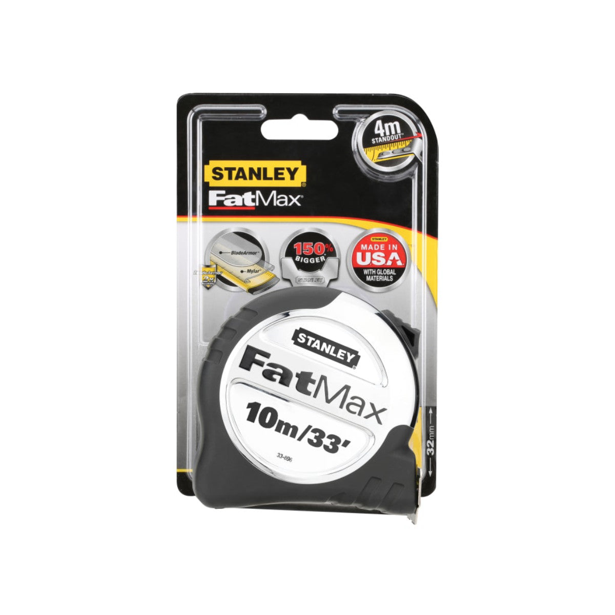 STANLEY Hand Tools FatMax Pro Pocket Tape 10m/33ft (Width 32mm) STA533896