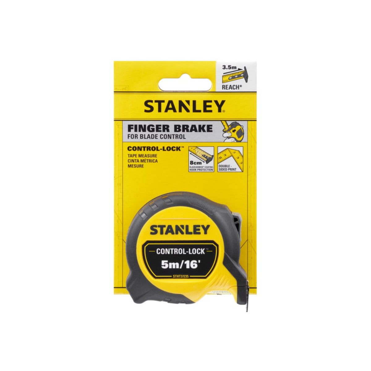 STANLEY Hand Tools CONTROL-LOCK Pocket Tape 5m/16ft (Width 25mm) STA537235