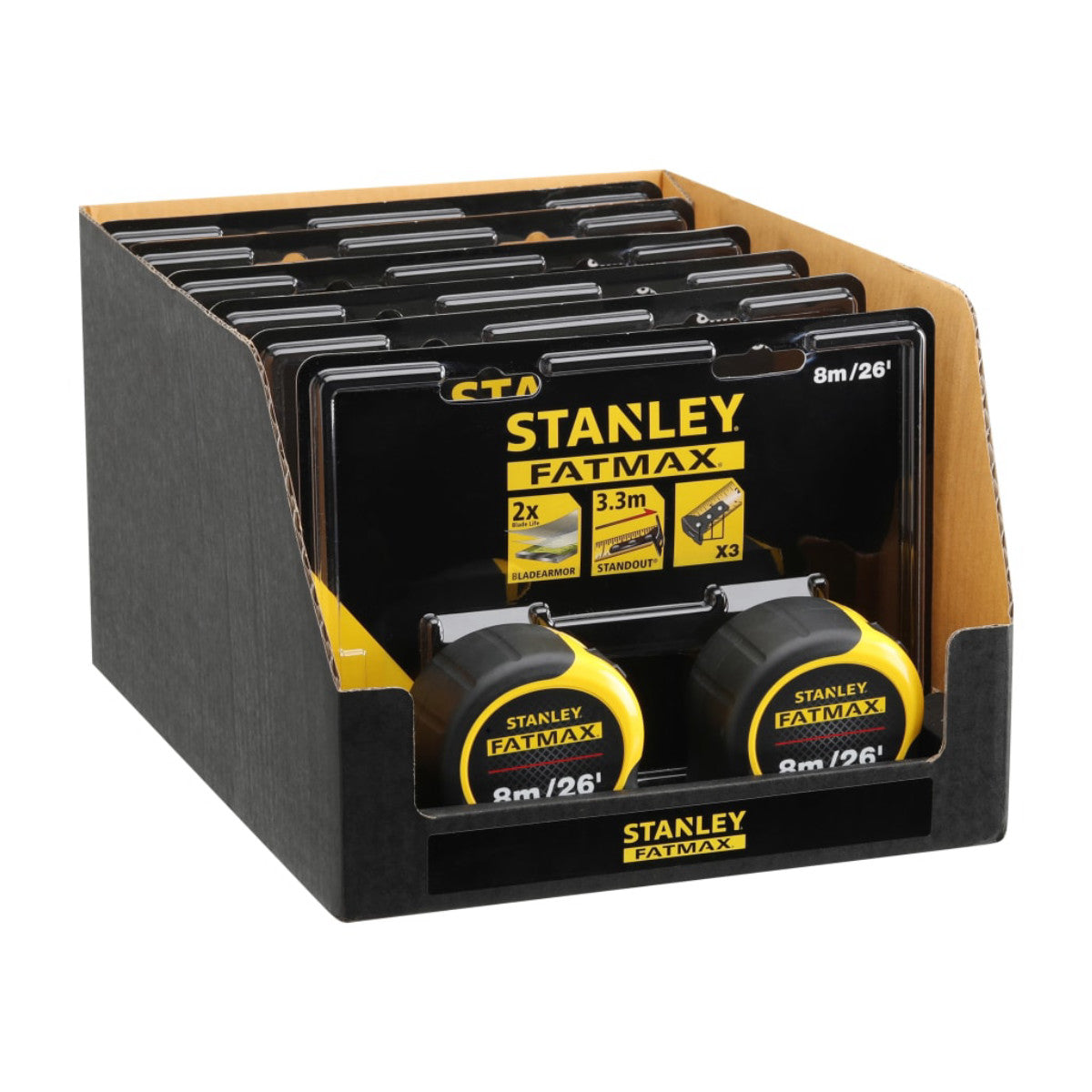 STANLEY Hand Tools FatMax Classic Tape Twin Pack 8m/26ft (Width 32mm) STA581558