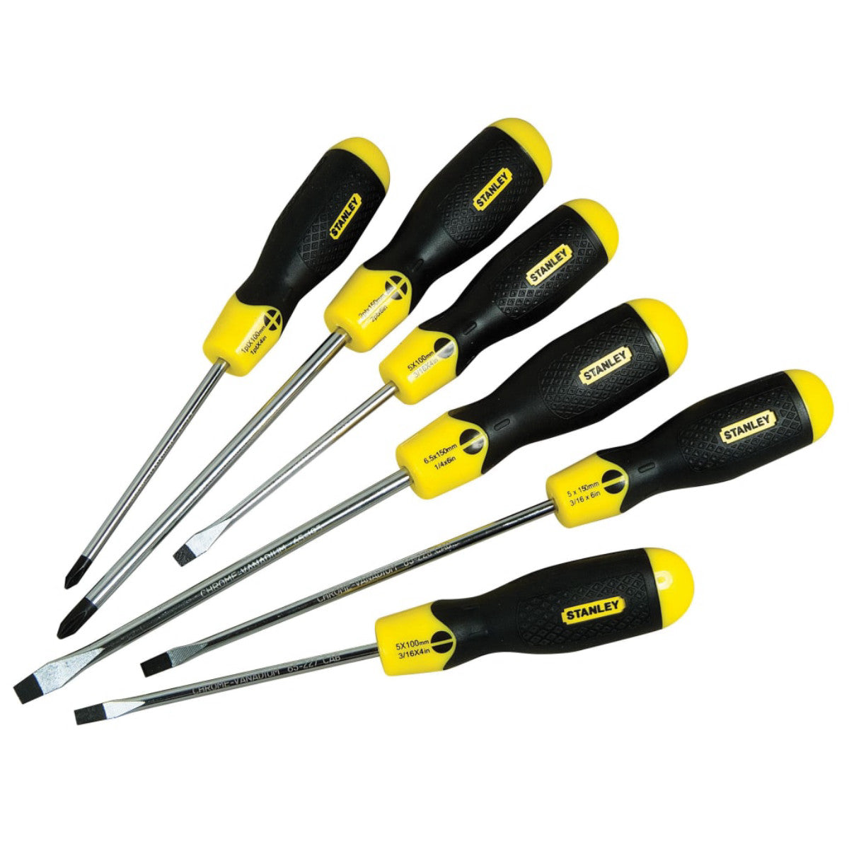 STANLEY Hand Tools Cushion Grip Screwdriver Set, 6 Piece STA598001