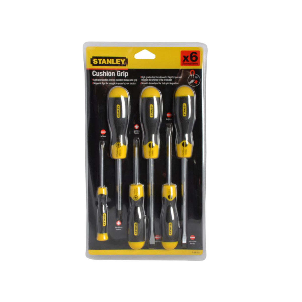 STANLEY Hand Tools Cushion Grip Screwdriver Set, 6 Piece STA598001
