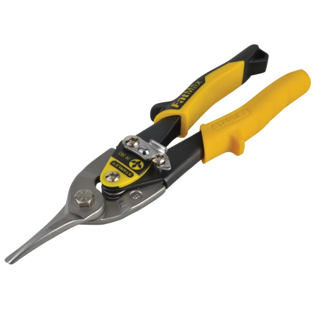 STANLEY Hand Tools Yellow Aviation Snips & Holster Straight Cut 250mm (10in) STA914563
