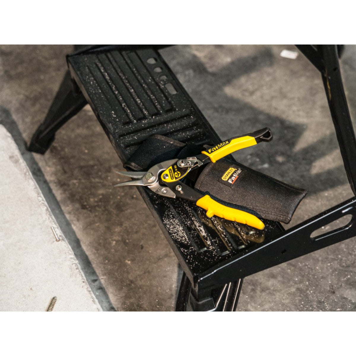 STANLEY Hand Tools Yellow Aviation Snips & Holster Straight Cut 250mm (10in) STA914563